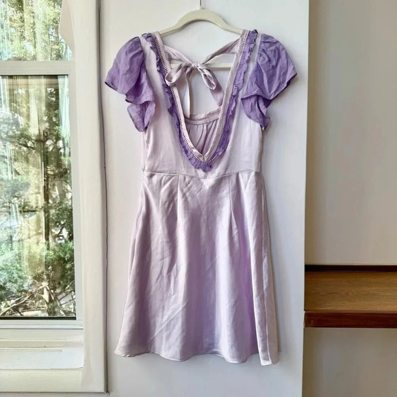 NWT Free People x Revolve Violet Visions Slip Mini Dress Lace Purple Size 0 - Picture 16 of 17